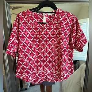 Madewell pink and white blouse, small